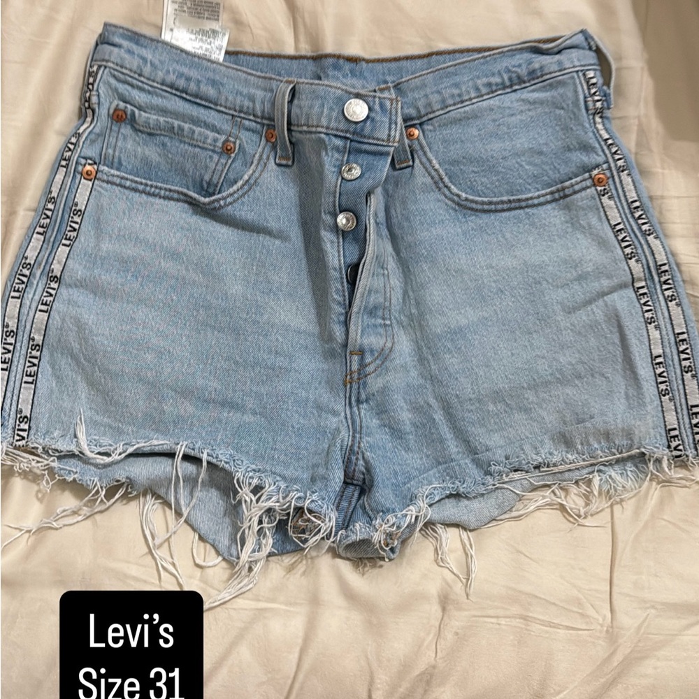 Levi's Light Blue Distressed Denim Cutoff Shorts